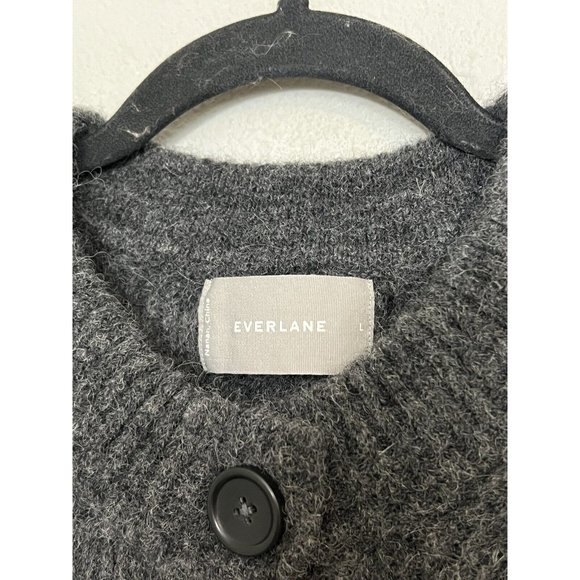 Everlane Alpaca Blend Knit Charcoal Gray Button Down Cardigan Size Large - Picture 7 of 14
